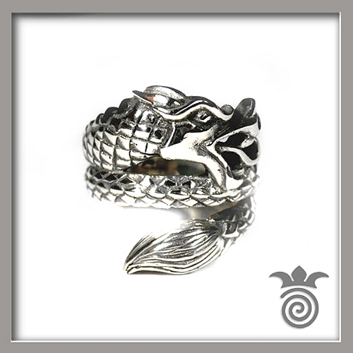 Bague dragon argent