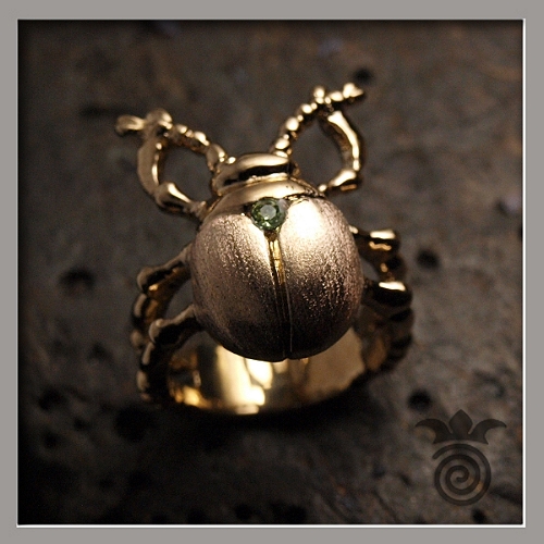 Bague-scarab�e-bronze-plaqu�-or-strass-commande