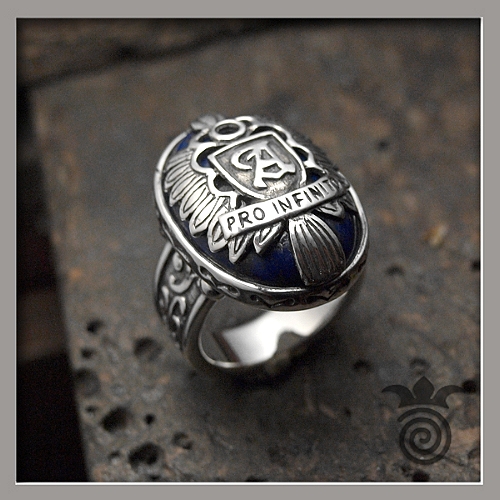 Chevaliere originale argent lapis lazuli