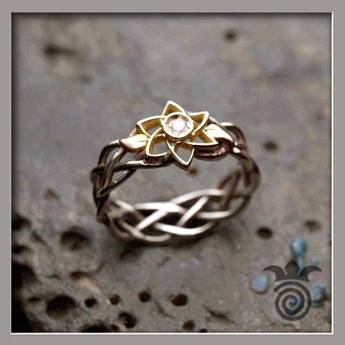Bague fian�ailles - Or Blanc et Or rose 750 avec diamant blanc