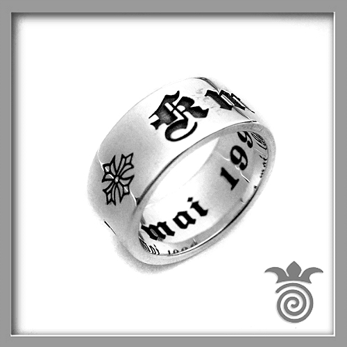 Bague argent 925 gravures gothique