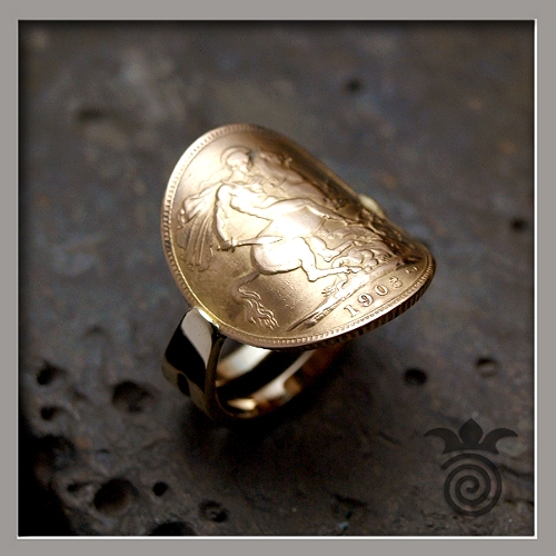 Bague numismate porte pi�ce napoleon or jaune 750