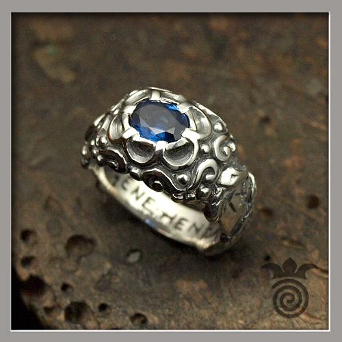 Bague renaissance argent 925 et saphir ceylan