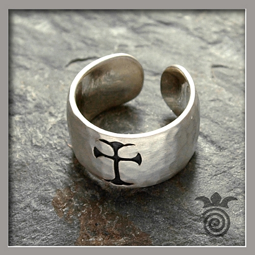anneau martel� croix templier argent 925