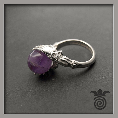 Bague main oracle palantiri divination argent sph�re am�thyste