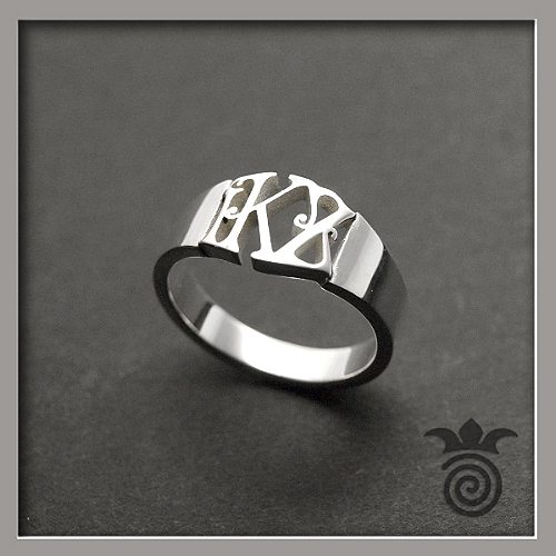 Bague naissance personnalis�e argent 925 initiales enfants